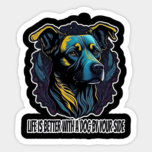 better with a dog Sticker by ElArrogante